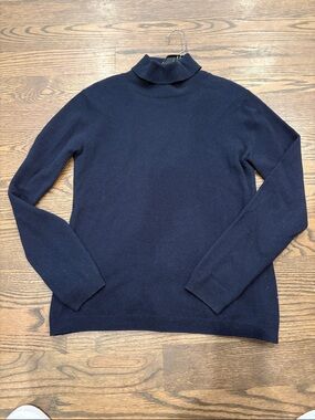Pure Collection Navy Blue Turtleneck Sweater cashmere